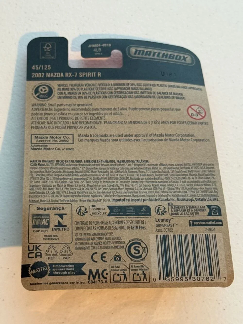 Matchbox 2026 2002 Mazda RX-7 Spirit R 45/125 Gray Diecast Car New